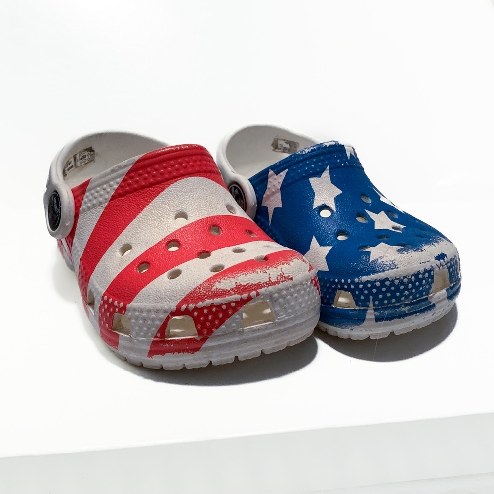 American Flag Toddler Crocs Size 5